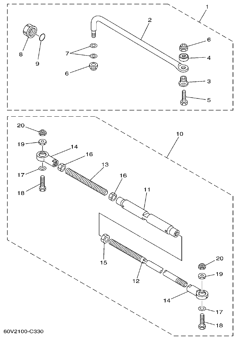Yamaha F150FET, FL150FET STEERING GUIDE parts diagram
